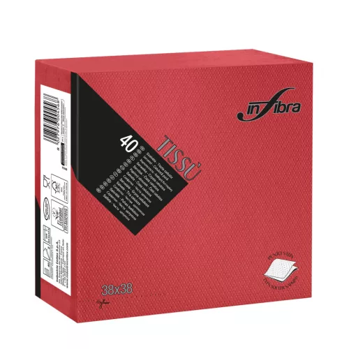 Infibra Szalvéta 38x38cm Piros 2 réteg 40 lap/csomag