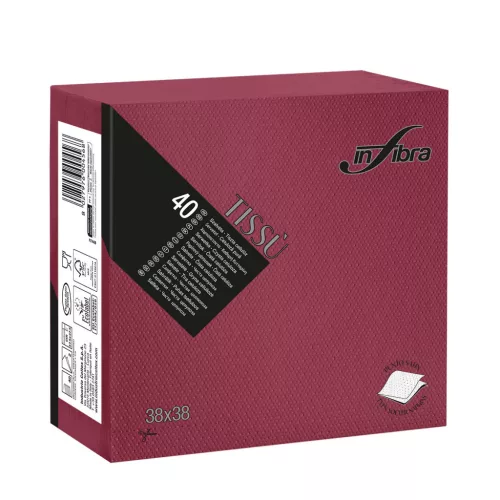 Infibra Szalvéta 38x38cm Bordó 2 réteg 40 lap/csomag