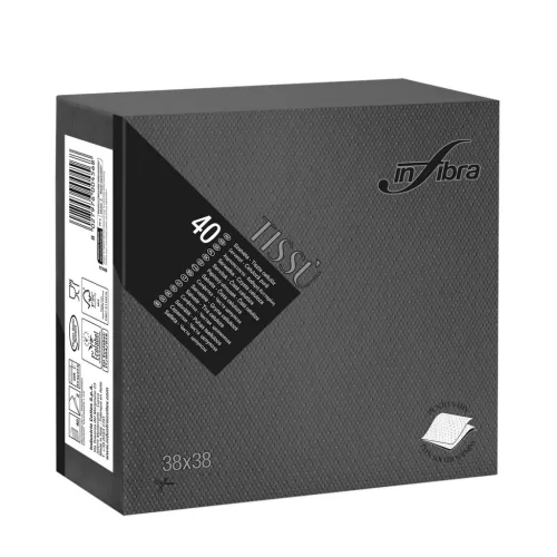 Infibra Szalvéta 38x38cm fekete 2 réteg 40 lap/csomag