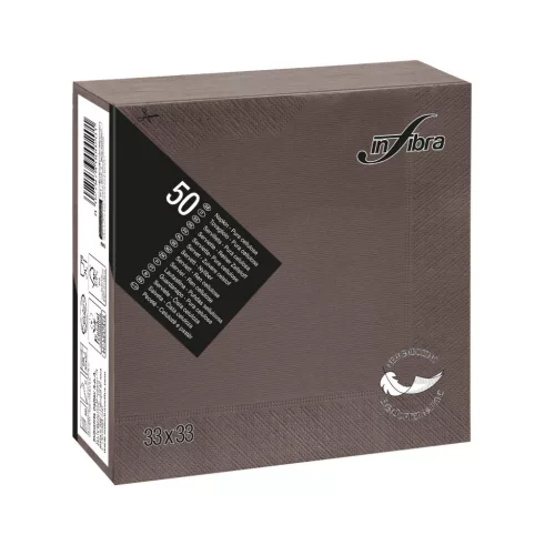 Infibra Szalvéta 33x33cm csokoládébarna 2 réteg 50 lap/csomag