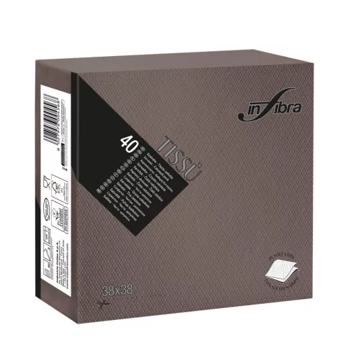 Infibra Szalvéta 38x38cm csokoládé barna 2 réteg 40 lap/csomag