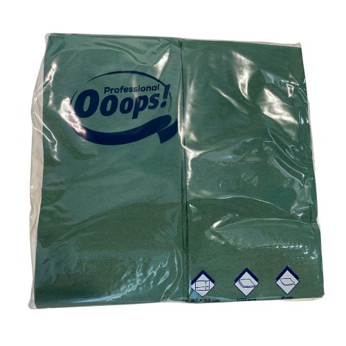 Ooops! szalvéta 33X33cm, 2r., 1/8 hajtás,  SÖTÉTZÖLD, 100 lap/csg, 20csg/karton, 42karton/raklap