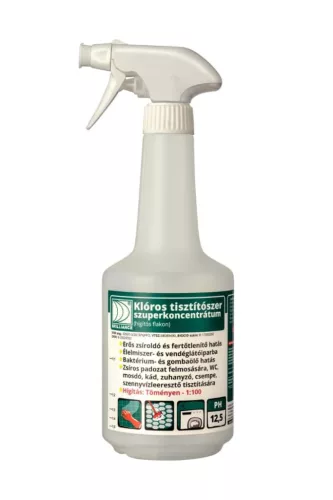Klóros tisztítószer szuperkoncentrátum hígító flakon szórófejjel 750ml (üres)