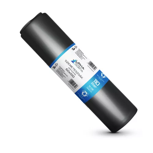 Szemeteszsák fekete 60x100 22mikron 110L 10db/tekercs 25tekercs/csomag