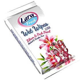   Lara Nedves Törlőkendő, Alkoholmentes Lilom illatú (15db/csomag)