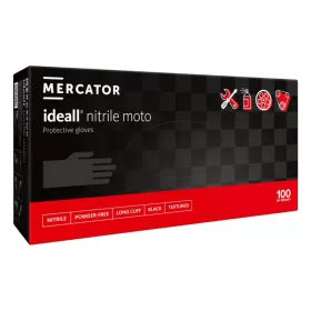   MERCATOR gumikesztyű Moto long black,púdermentes nitril vastagabb,hosszabb (30cm),teljes felületén textúrált,polimerizált belső,fekete védőkesztyű "XXL" (100db/doboz, 10doboz/karton)