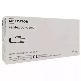   MERCATOR gumikesztyű Santex powdered latex púderes vizsgálókesztyű "L" (100db/doboz, 10doboz/karton)
