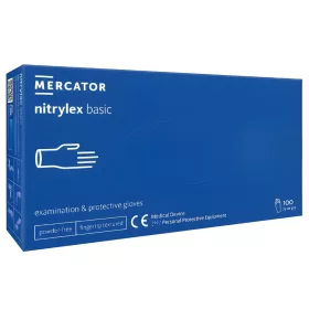   MERCATOR gumikesztyű NITRYLEX BASIC A100 BLUE - nitril púdermentes kék vizsgálókesztyű "XS" (100db/doboz, 10doboz/karton)