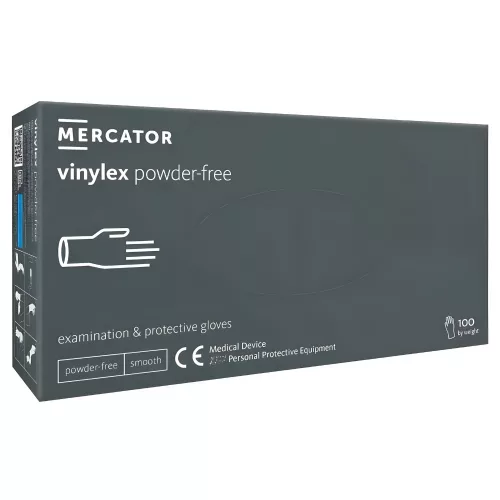 MERCATOR gumikesztyű VINYLEX POWDER FREE-vinil púdermentes vizsgálókesztyű "L" (100db/doboz, 10doboz/karton)