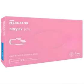   MERCATOR gumikesztyű Nitrylex pink nitril púdermentes világos rózsaszín vizsgálókesztyű "S" (100db/doboz, 10doboz/karton)
