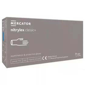   MERCATOR gumikesztyű Nitrylex classic + blue -nitril púdermentes,kék vizsgálókesztyű "L" (100db/doboz, 10doboz/karton)