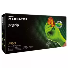   MERCATOR gumikesztyű gogrip (green)nitril védőkesztyű zöld púdermentes, gyémánt textúrált "XL" (50db/doboz, 10doboz/karton)