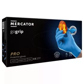   MERCATOR gumikesztyű gogrip (blue)nitril védőkesztyű kék púdermentes, gyémánt textúrált "XL" (50db/doboz, 10doboz/karton)