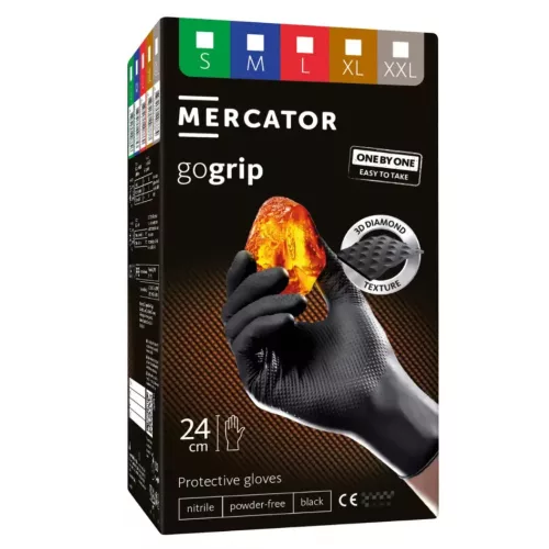 MERCATOR gumikesztyű GOGRIP BLACK ONE BY ONE a'100 "XXL" (100db/doboz, 10doboz/karton)