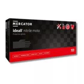   MERCATOR gumikesztyű Moto long black,púdermentes nitril vastagabb,hosszabb (30cm),teljes felületén textúrált,polimerizált belső,fekete védőkesztyű "M" (100db/doboz, 10doboz/karton)