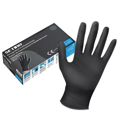 SETINO gumikesztyű Nitril - 3.5g  Fekete "S" (100db/doboz, 10doboz/karton)