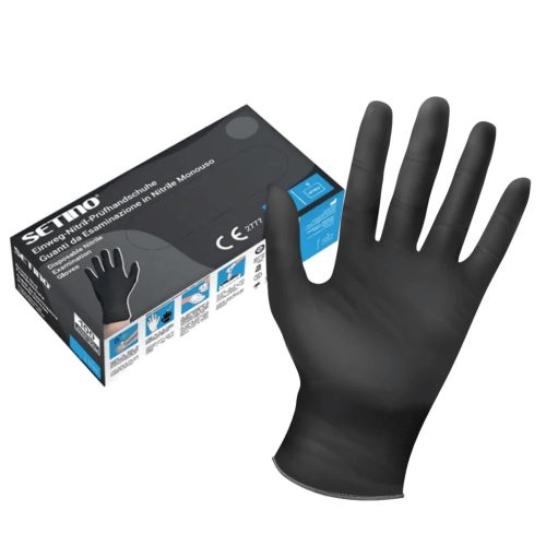 SETINO gumikesztyű Nitril - 3.5g  Fekete "M" (100db/doboz, 10doboz/karton)