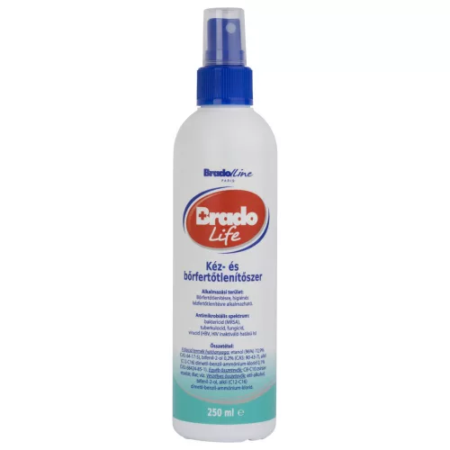 Bradolife kéz- és bőrfertőtlenítő SPRAY 250ml (10db/#) - 5997001770405