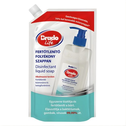 Bradolife fertőtlenítő folyékony szappan 500ml utántöltő (10db/karton)