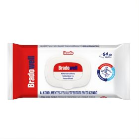   Bradowell alkoholmentes felületfertőtlenítő kendő 64db (12db/karton)