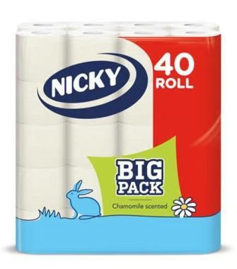 Nicky BIG PACK toalettpapír, 3 rétegű, 40 tekercs