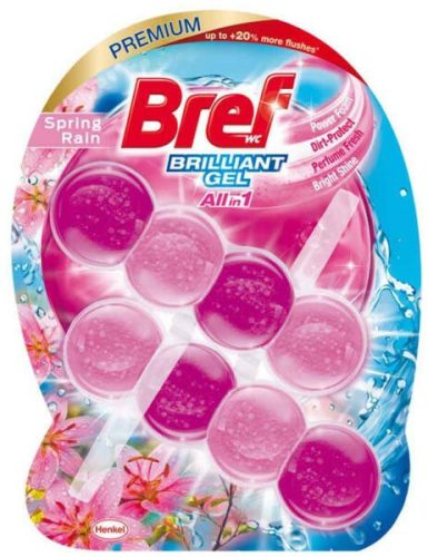 Bref Brilliant Gel, wc illatosító, Spring Rain, 2x42g