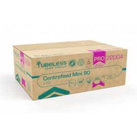   Tubeless PRO 90 Mini tekercses kéztörlő 2 rétegű, fehér, 100% cellulóz, 92m, 12 tekercs/zsugor