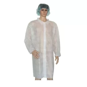 Látogató köpeny egyszerhasználatos, PP zipzáros, fehér, 100X70cm, 42g L - VKC42L-812