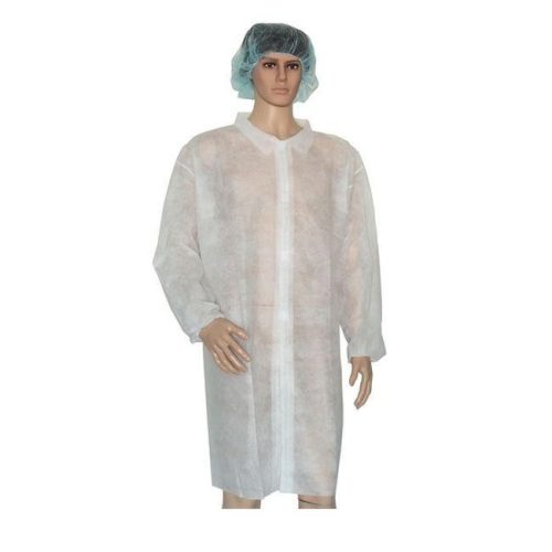Látogató köpeny egyszerhasználatos, PP zipzáros, fehér, 110X75cm, 42g XL - VKC42XL-829